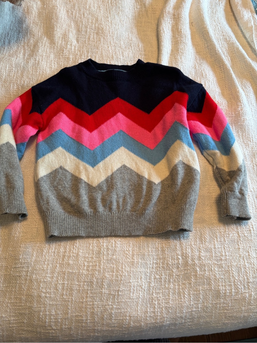 Mini Boden girl’s Multicolor Thick Chevron Knit Sweater size 5-6
